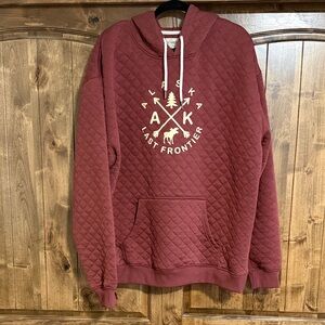 Alaska Last Frontier Quilted Hoodie - Burgundy